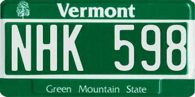 VT license plate NHK598