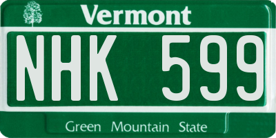 VT license plate NHK599