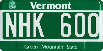 VT license plate NHK600