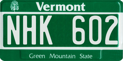 VT license plate NHK602