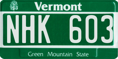 VT license plate NHK603