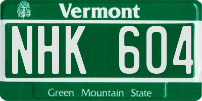 VT license plate NHK604
