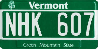 VT license plate NHK607