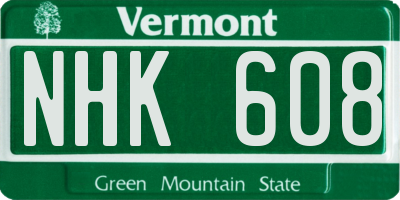 VT license plate NHK608