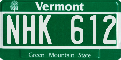 VT license plate NHK612