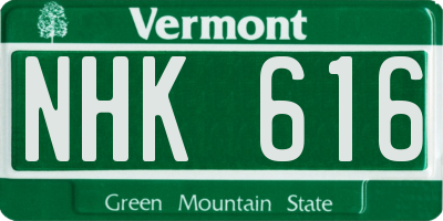 VT license plate NHK616