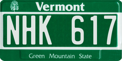 VT license plate NHK617