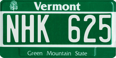 VT license plate NHK625