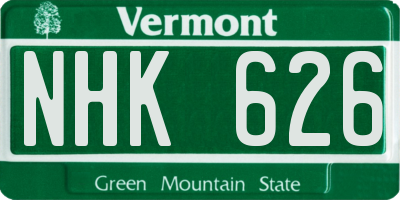 VT license plate NHK626