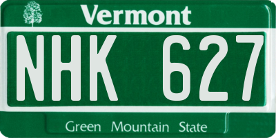VT license plate NHK627