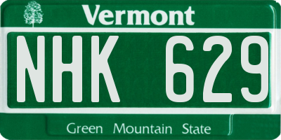 VT license plate NHK629