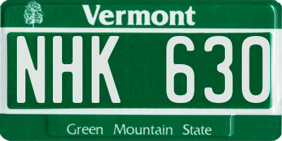 VT license plate NHK630