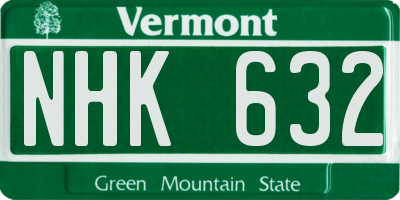VT license plate NHK632