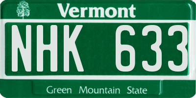 VT license plate NHK633