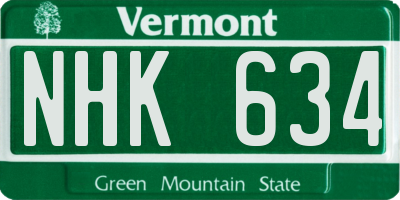VT license plate NHK634