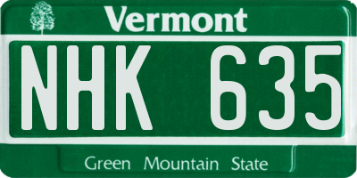 VT license plate NHK635