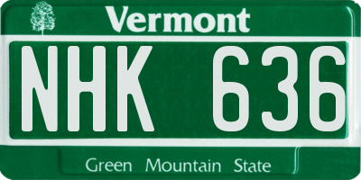 VT license plate NHK636