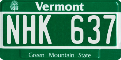 VT license plate NHK637
