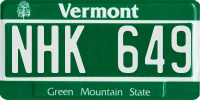 VT license plate NHK649