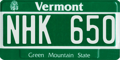 VT license plate NHK650