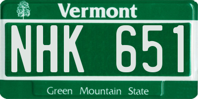 VT license plate NHK651