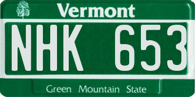 VT license plate NHK653