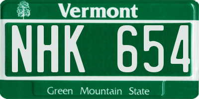 VT license plate NHK654