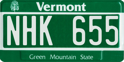 VT license plate NHK655