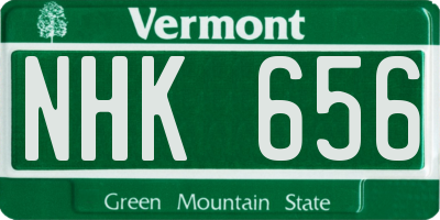 VT license plate NHK656
