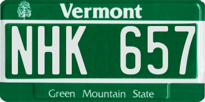 VT license plate NHK657