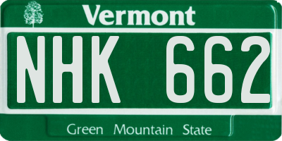 VT license plate NHK662