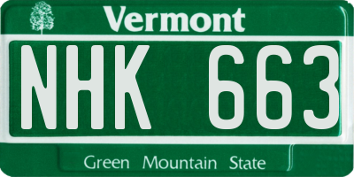 VT license plate NHK663