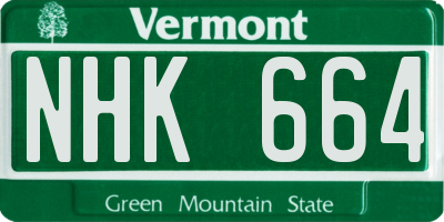 VT license plate NHK664