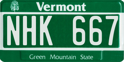 VT license plate NHK667