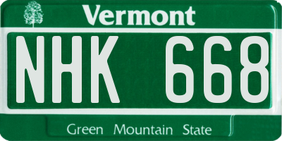 VT license plate NHK668