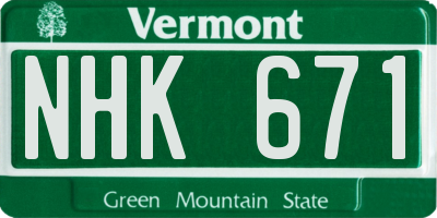 VT license plate NHK671
