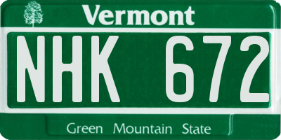 VT license plate NHK672