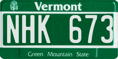 VT license plate NHK673