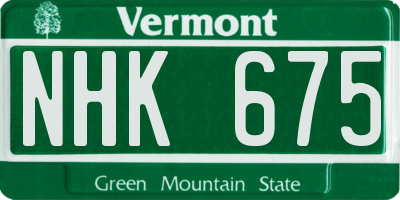 VT license plate NHK675