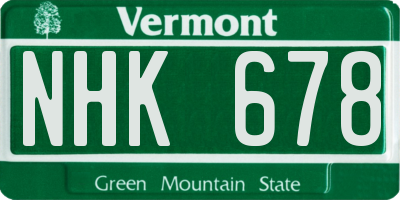 VT license plate NHK678
