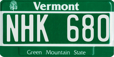 VT license plate NHK680