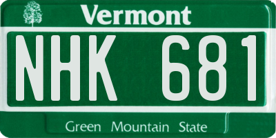 VT license plate NHK681