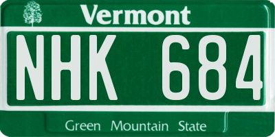 VT license plate NHK684