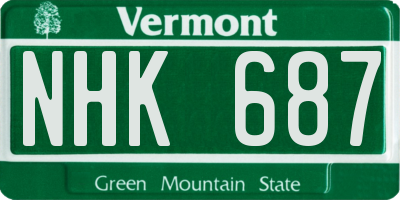 VT license plate NHK687