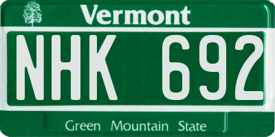 VT license plate NHK692