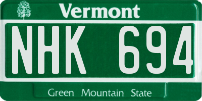 VT license plate NHK694
