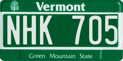 VT license plate NHK705