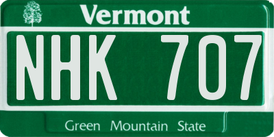 VT license plate NHK707