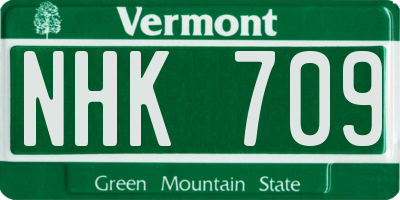 VT license plate NHK709