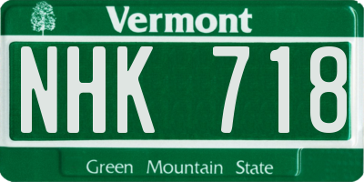 VT license plate NHK718